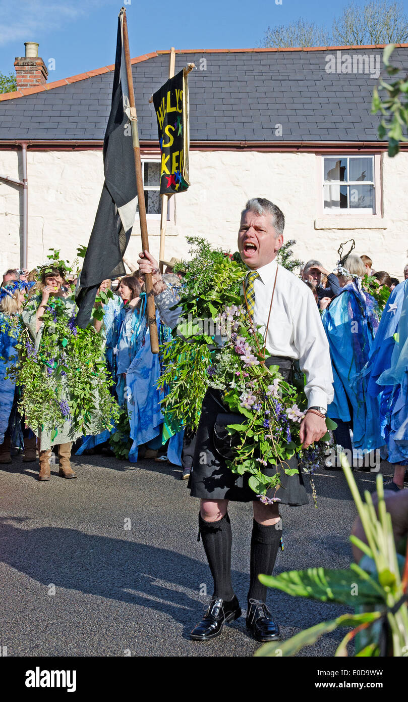 Participants in the Hal-an-Tow dance at the annual Flora Day celebrations in Helston Cornwall, UK Stock Photo