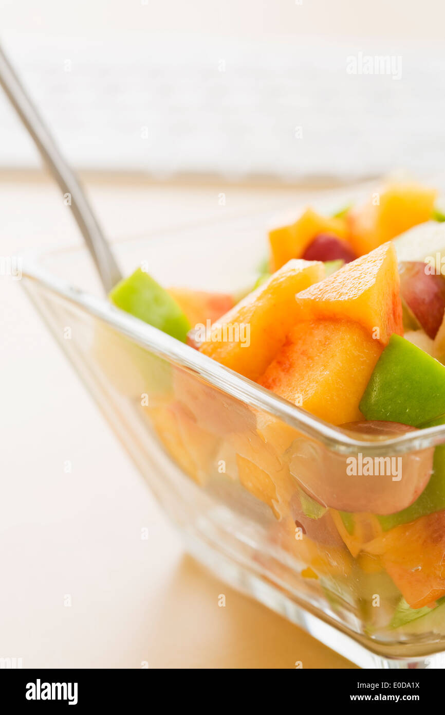 Fruit salad in glass bowl Stock Photo