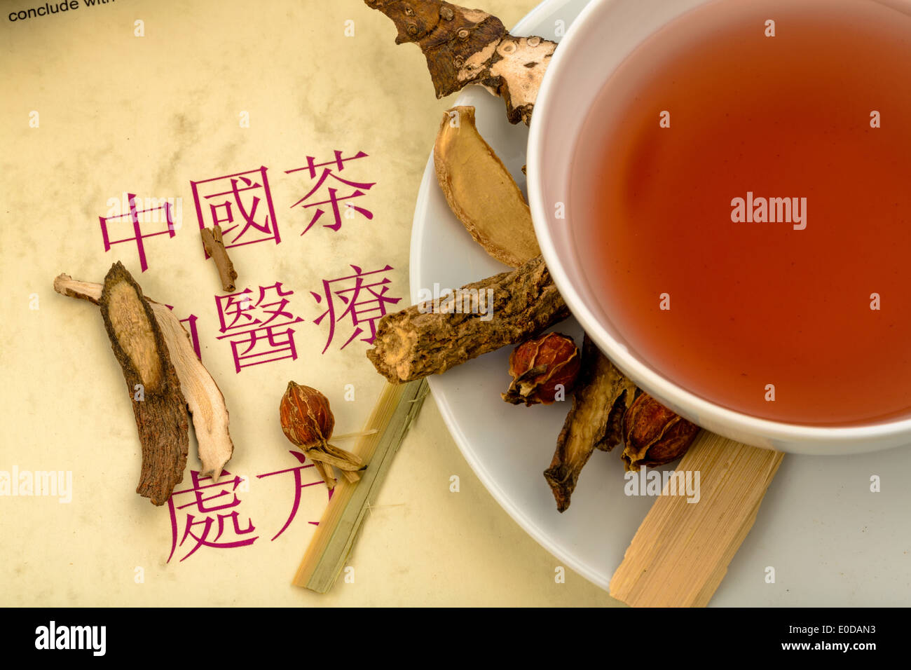 Ingredients for a tea in the traditional Chinese medicine. Healing of