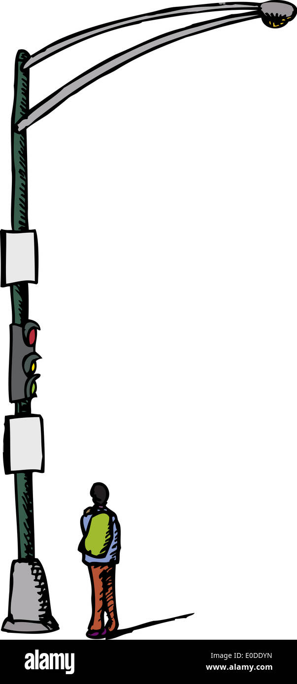 Rear view of person standing near stoplight Stock Photo Alamy
