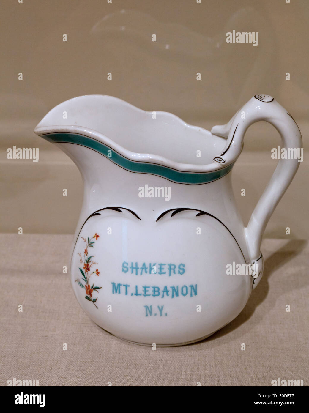 Antique Shakers porcelain pitcher - c. 1886 Stock Photo
