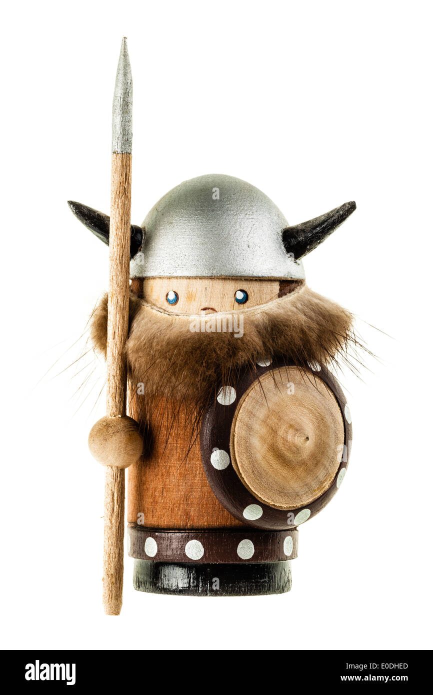 a small viking figurine isolated over a white background Stock Photo