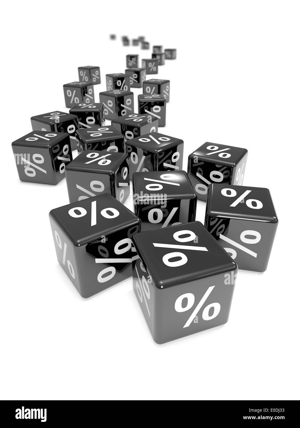 3d Black dice marked with percent symbols Stock Photo Alamy