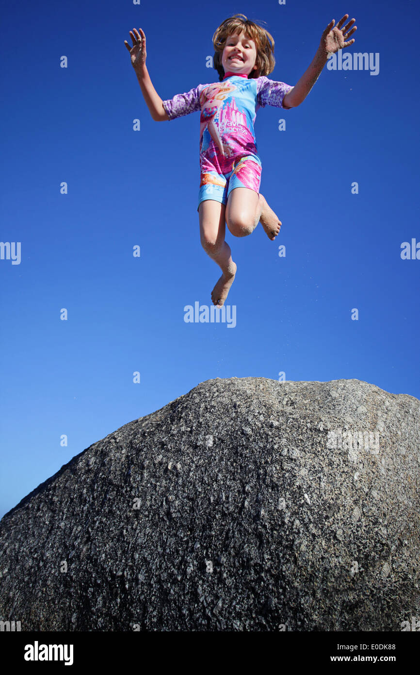 Girl jumping for joy hi-res stock photography and images - Alamy