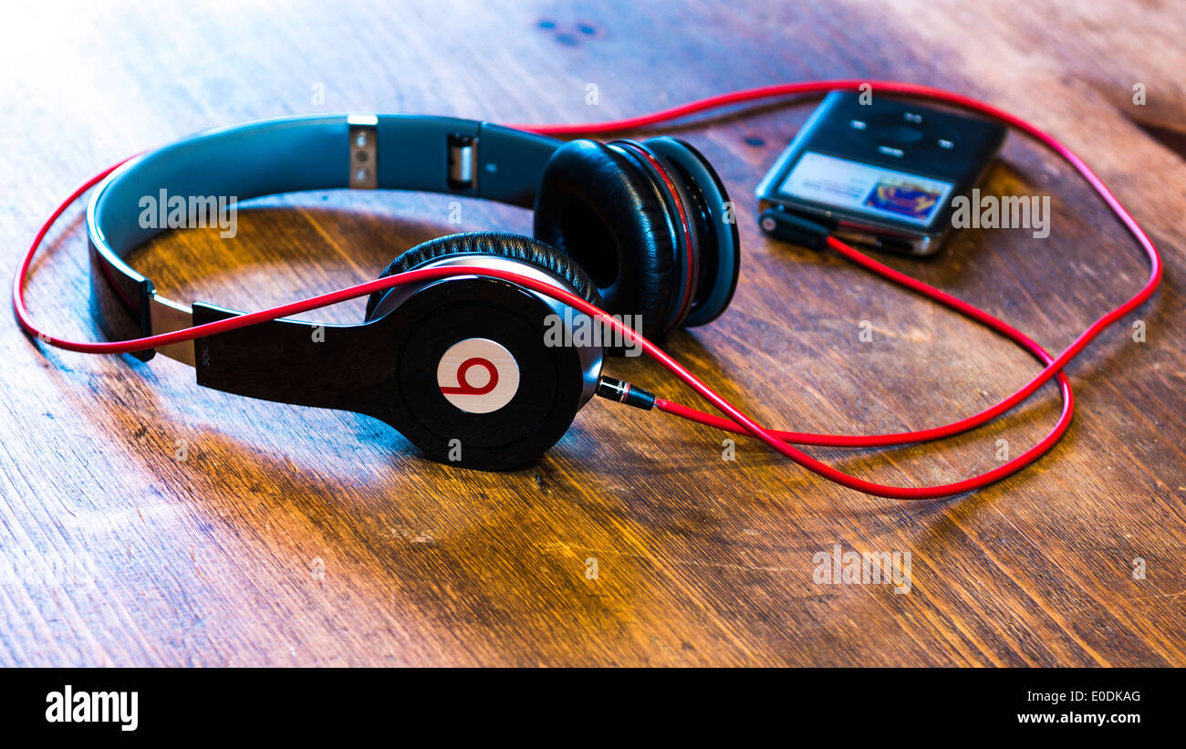 Beats Headphones by Dr Dre with Apple Ipod Stock Photo