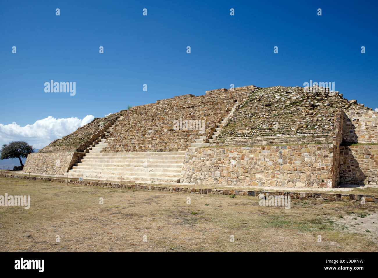 Pyramid at summit Zapotec ruins Atzompa Oaxaca Province Mexico Stock