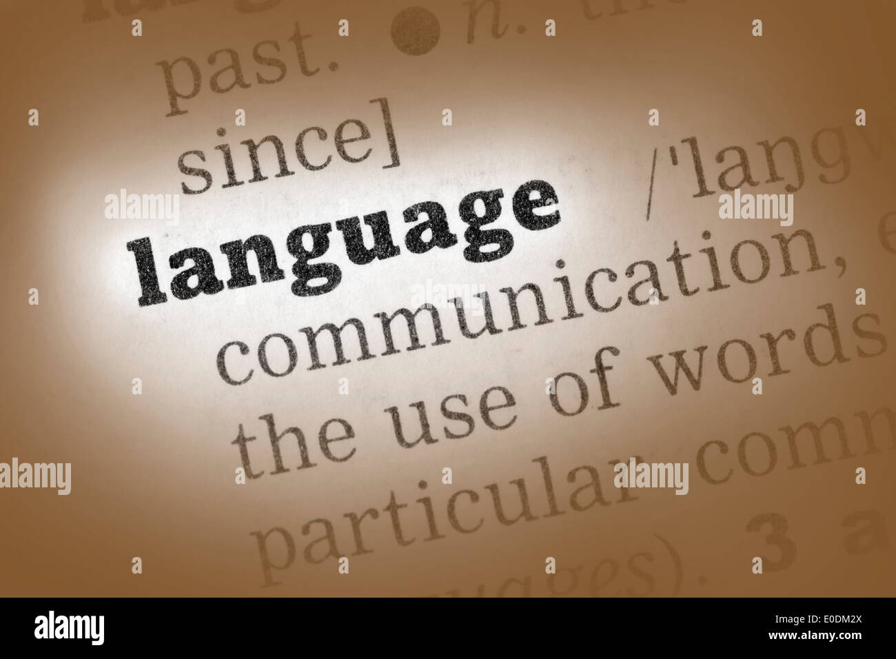 Language Dictionary Definition single word with soft focus Stock Photo