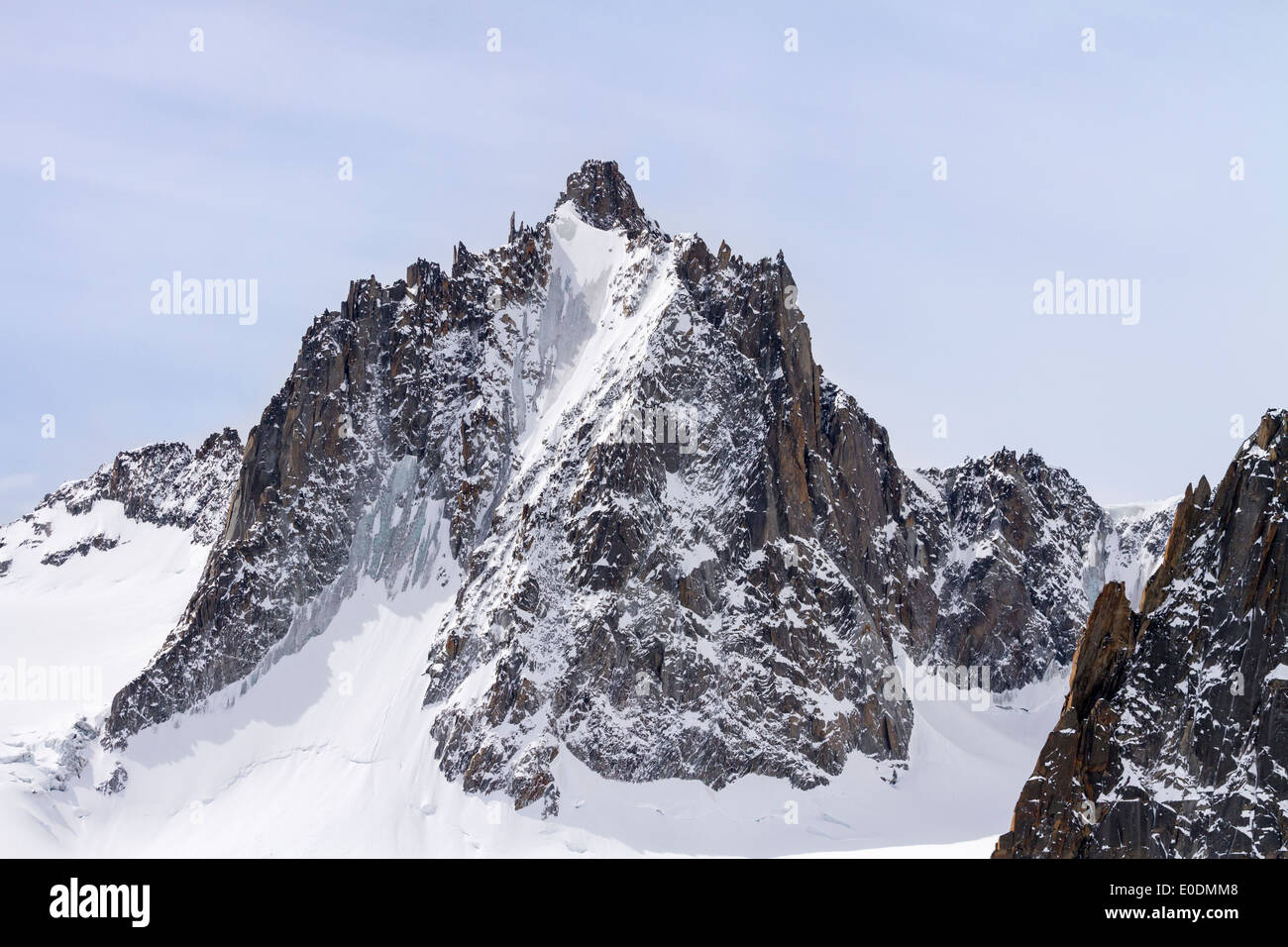 La Tour Ronde (3792m) as seen from the Glacier du Géante while skiing the Vallée Blanche run to Chamonix Mont Blanc, France Stock Photo