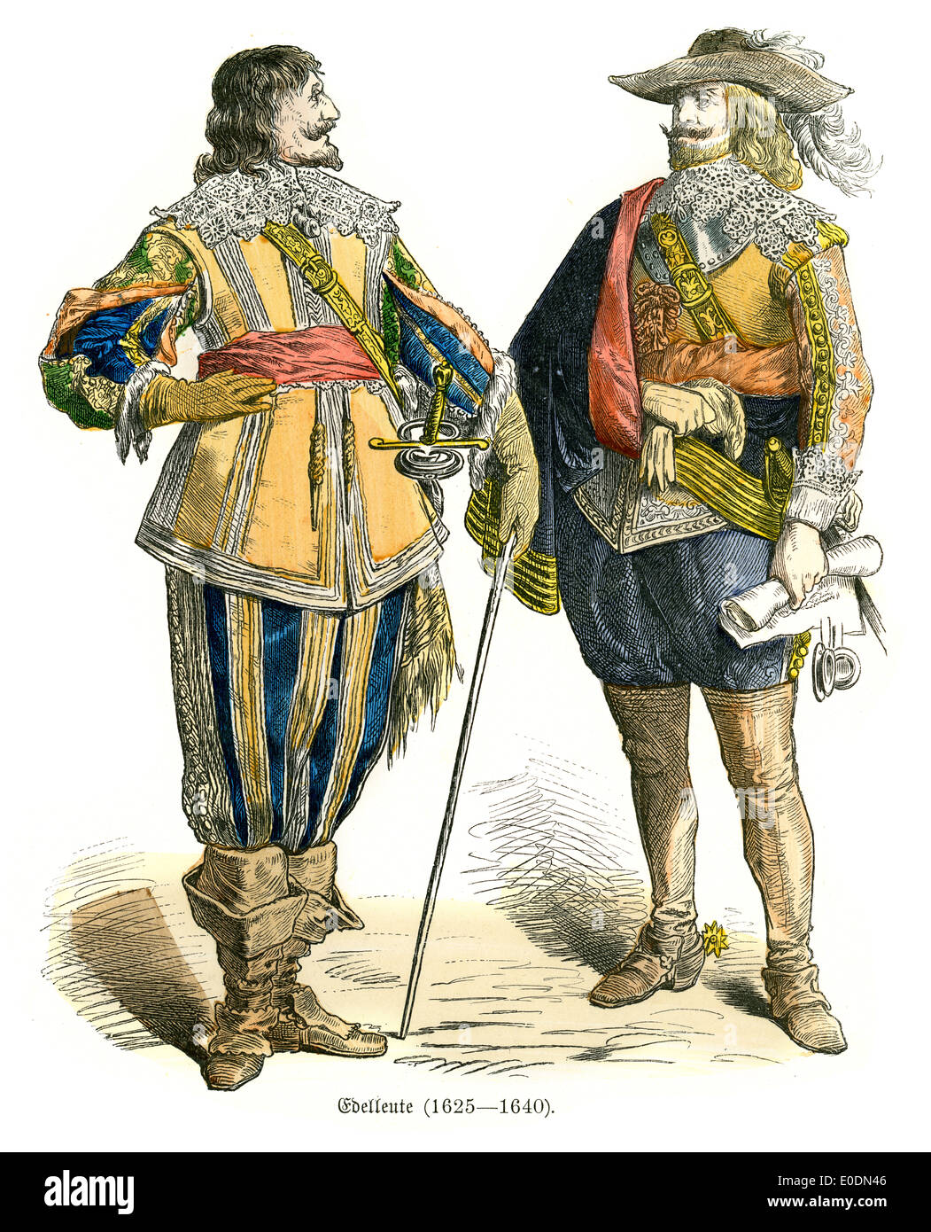 Traditional costumes of Germany in the 17th Century. Noblemen Stock Photo -  Alamy