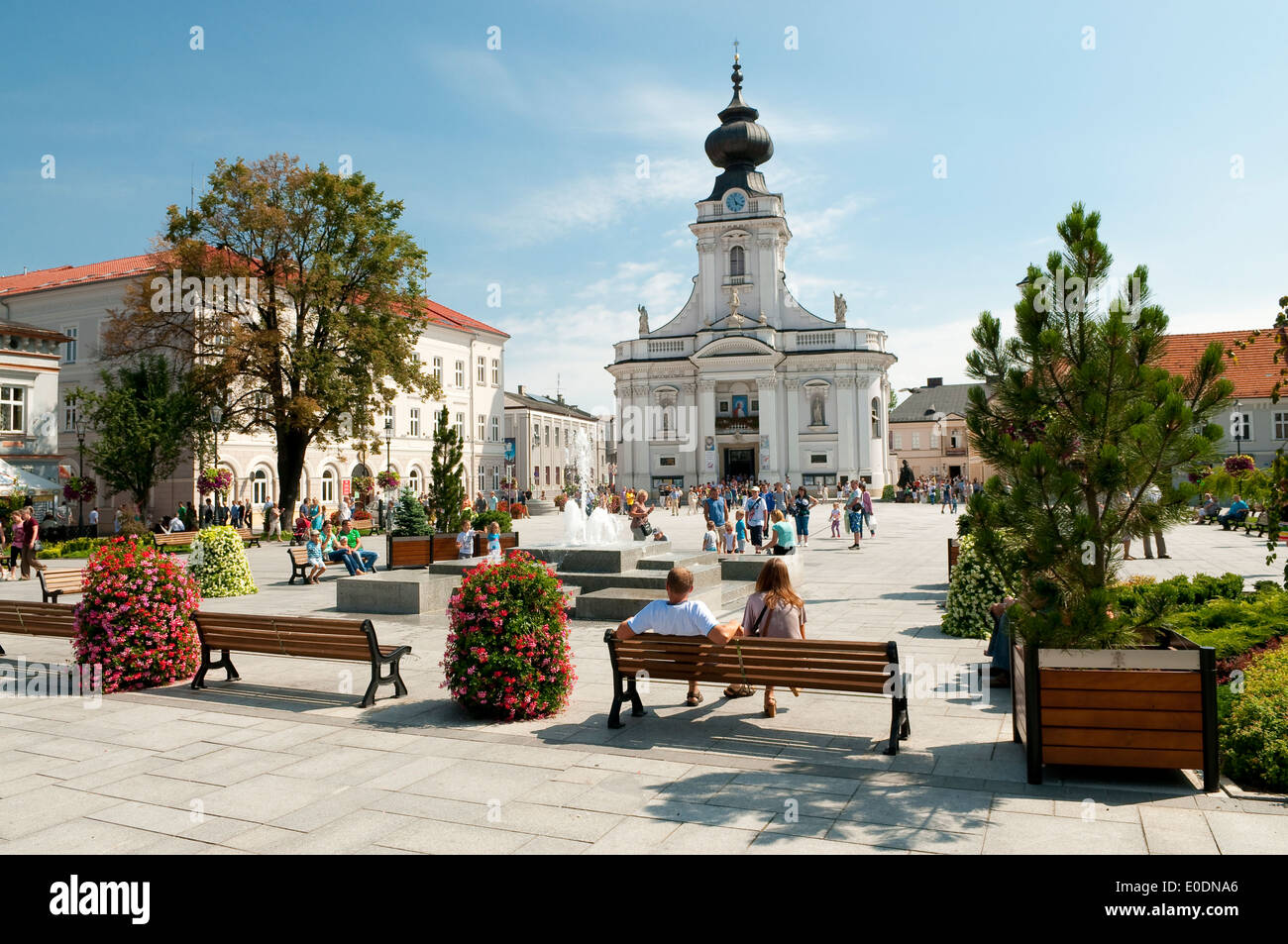 Church in Town Square in Wadowice, Poland. Stock Photo