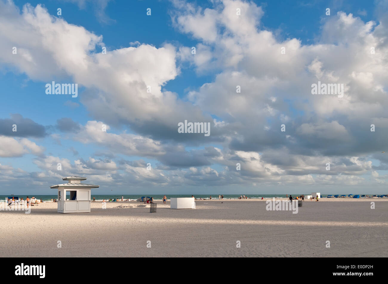 Miami Beach, USA. People enjoy their free time on beach in the city of Miami Beach. Stock Photo