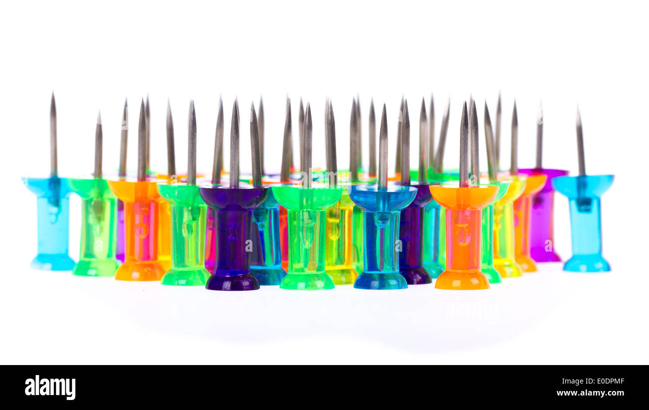 Set of colorful push pins isolated on a white background Stock Photo ...