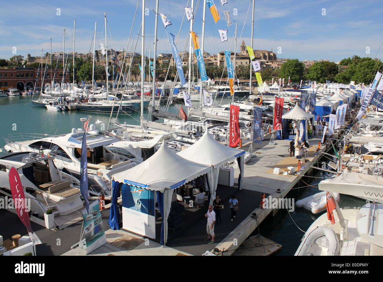 Combined - Palma Boat Show 2014 / Palma Superyacht Show 2014 - panorama - Palma de Mallorca / Majorca, Balearic Islands, Spain. Stock Photo