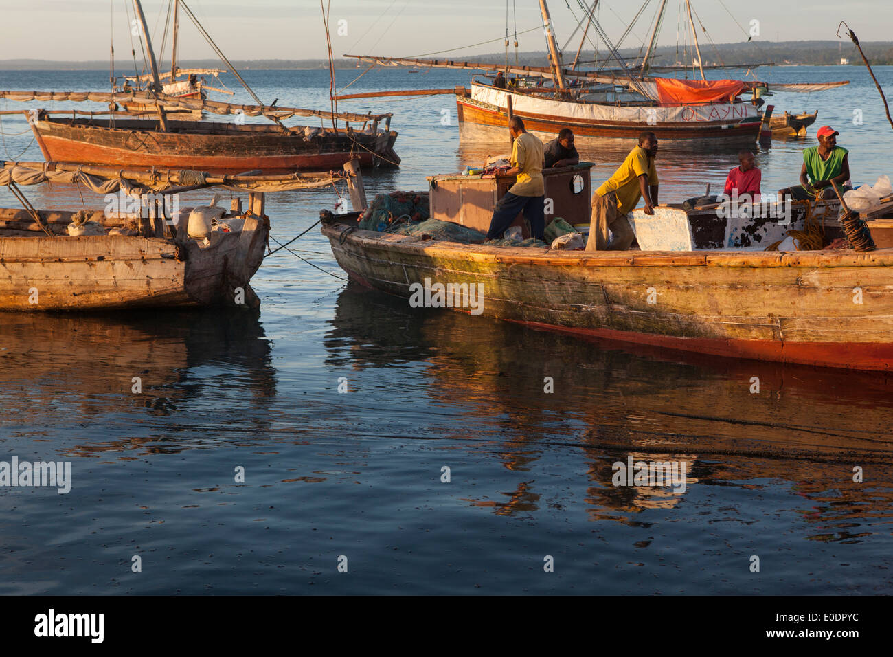 Fishing boats in the harbour at Stone Town, Zanzibar, Tanzania, East