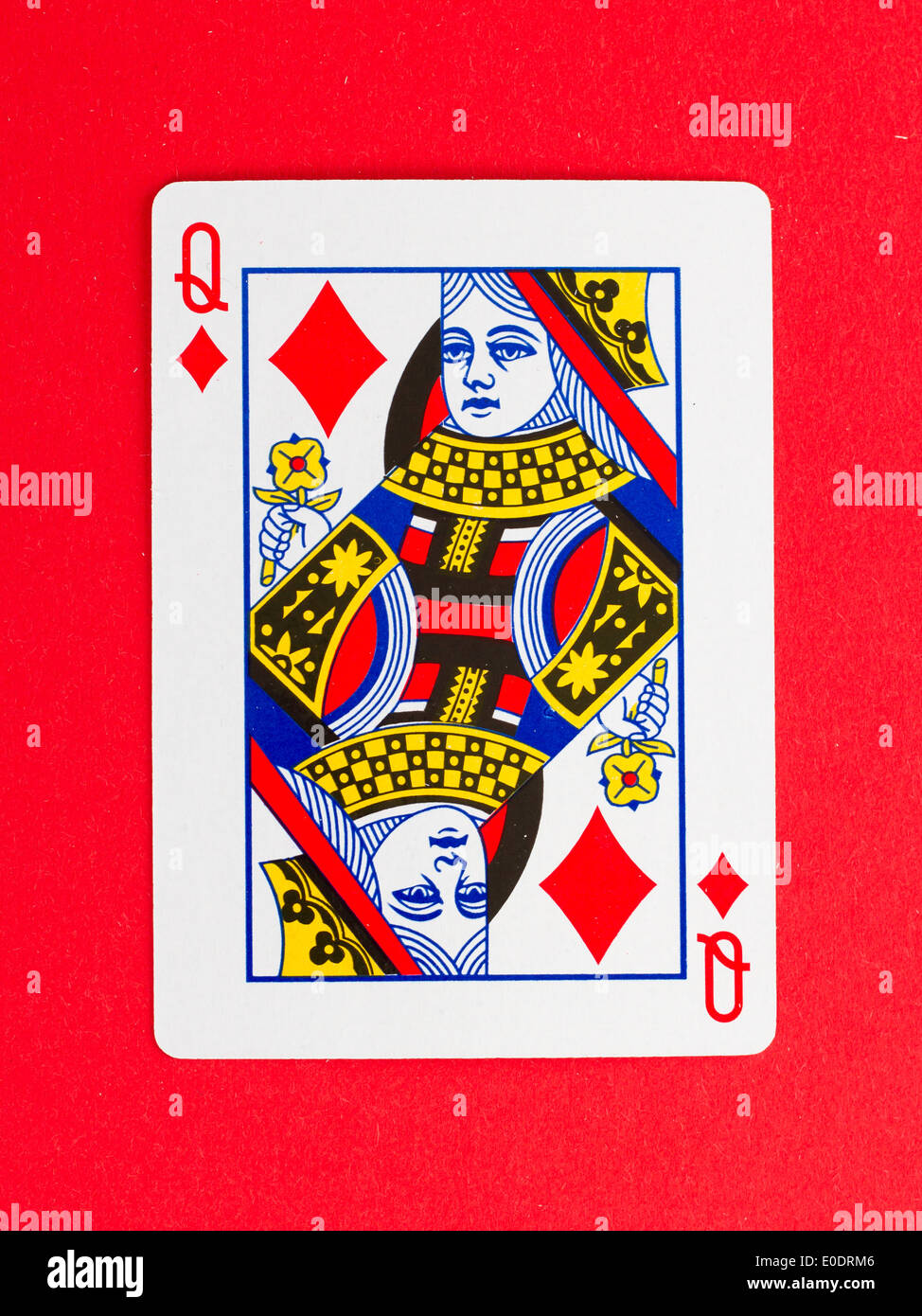 Playing card (queen) isolated on a red background Stock Photo Alamy