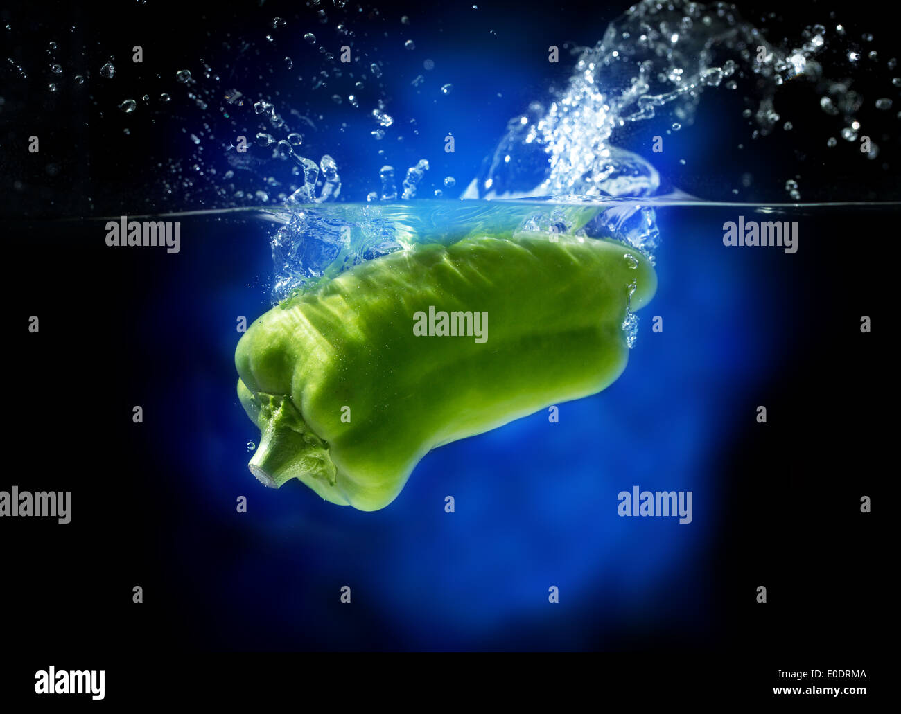 Fresh paprika in water splash Stock Photo Alamy