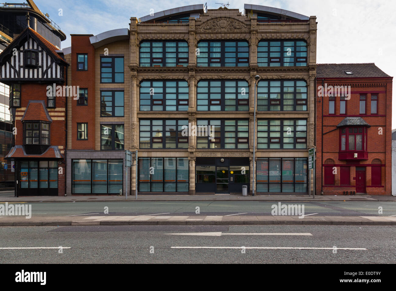 Contrasts in Architecture at Gt Ancoats Street, Northern Quarter, Manchester. Stock Photo