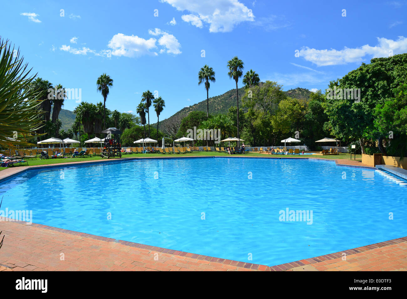 Swimming pool at The Cabanas Hotel, Sun City holiday resort, Pilanesberg, North West Province, Republic of South Africa Stock Photo