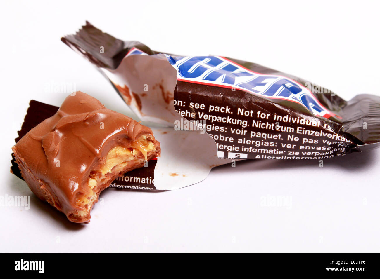 snickers chocolate bar in wrapper Stock Photo