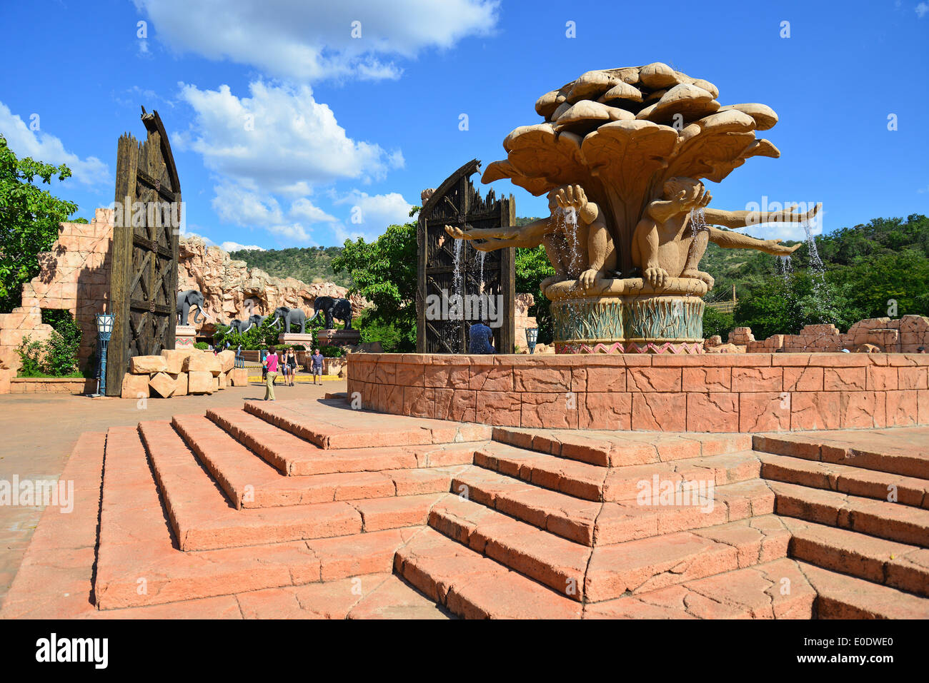 Monkey Spring Plaza, Valley of Waves, Sun City holiday resort, Pilanesberg, North West Province, Republic of South Africa Stock Photo