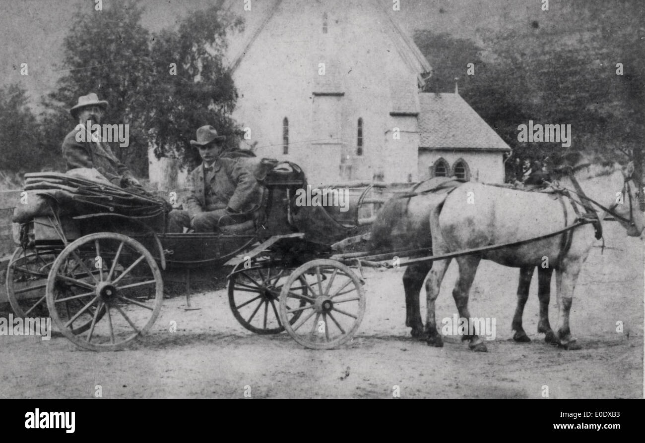 [Holger Drachman and Edvard Grieg with horse and carrage] Stock Photo