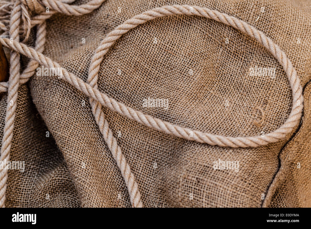 Jute twine, sackcloth fabric in close-up-246970