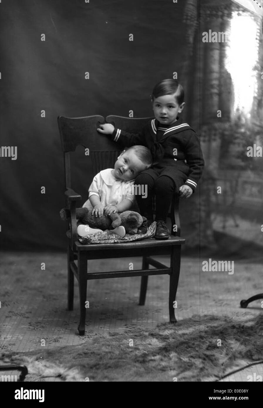 Mrs. B.E. Collier-Two Children Stock Photo