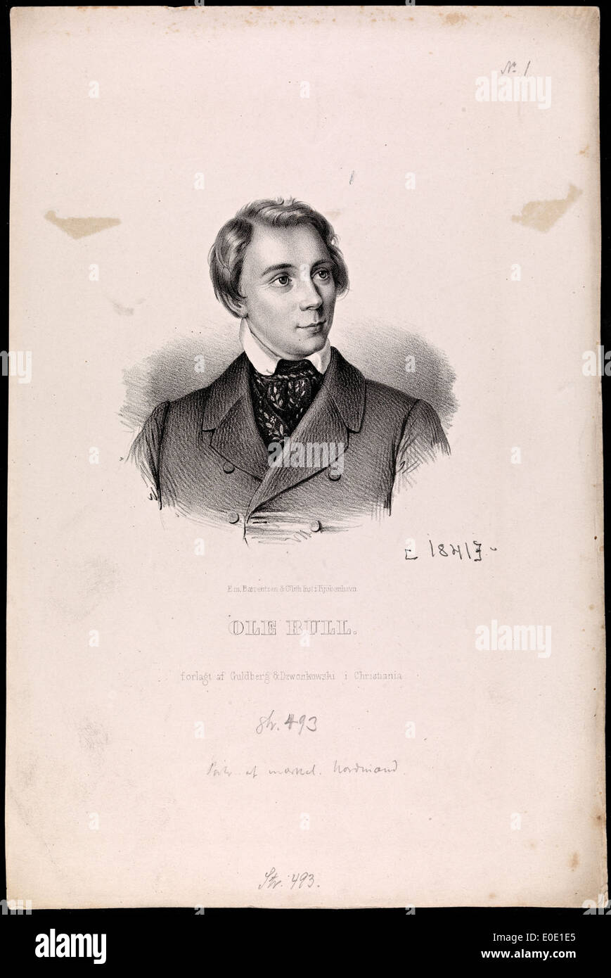 Ole Bull lithographic portrait Stock Photo