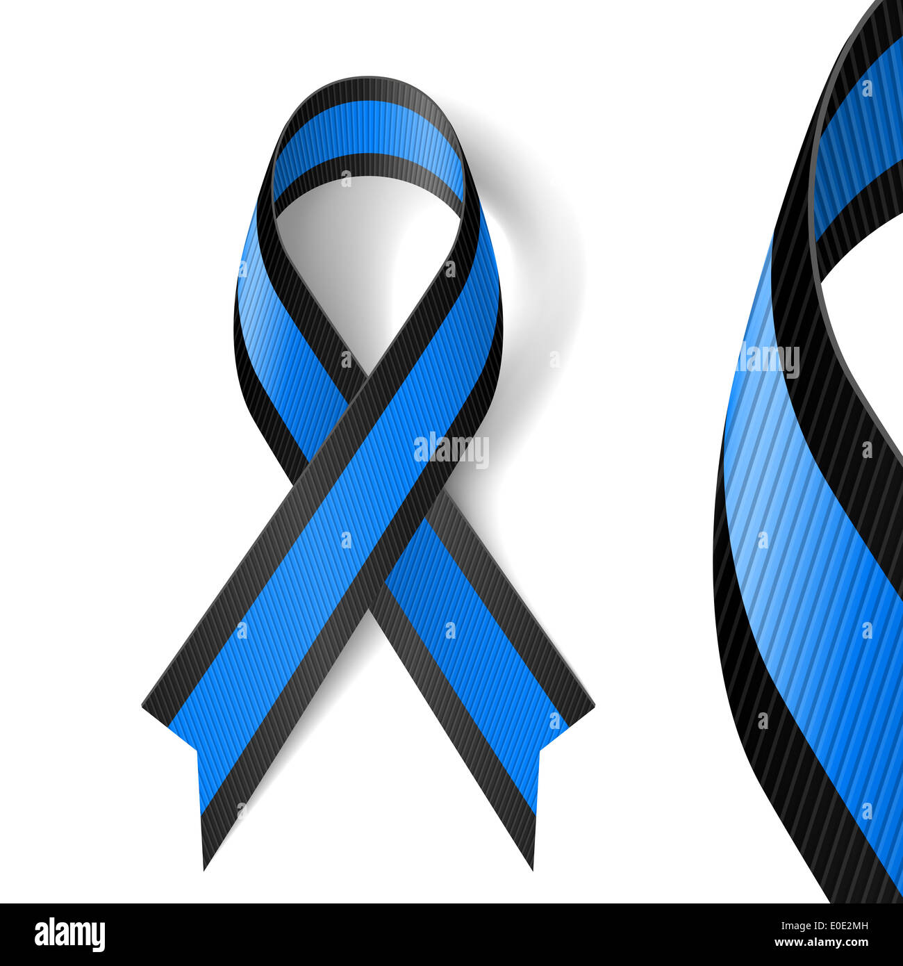 Blue and black awareness ribbon as symbol of ocular melanoma Stock