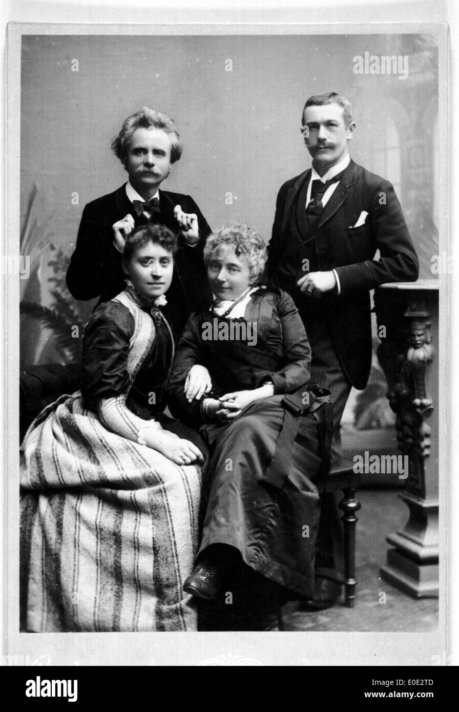 Edvard and Nina Grieg with two friends Stock Photo