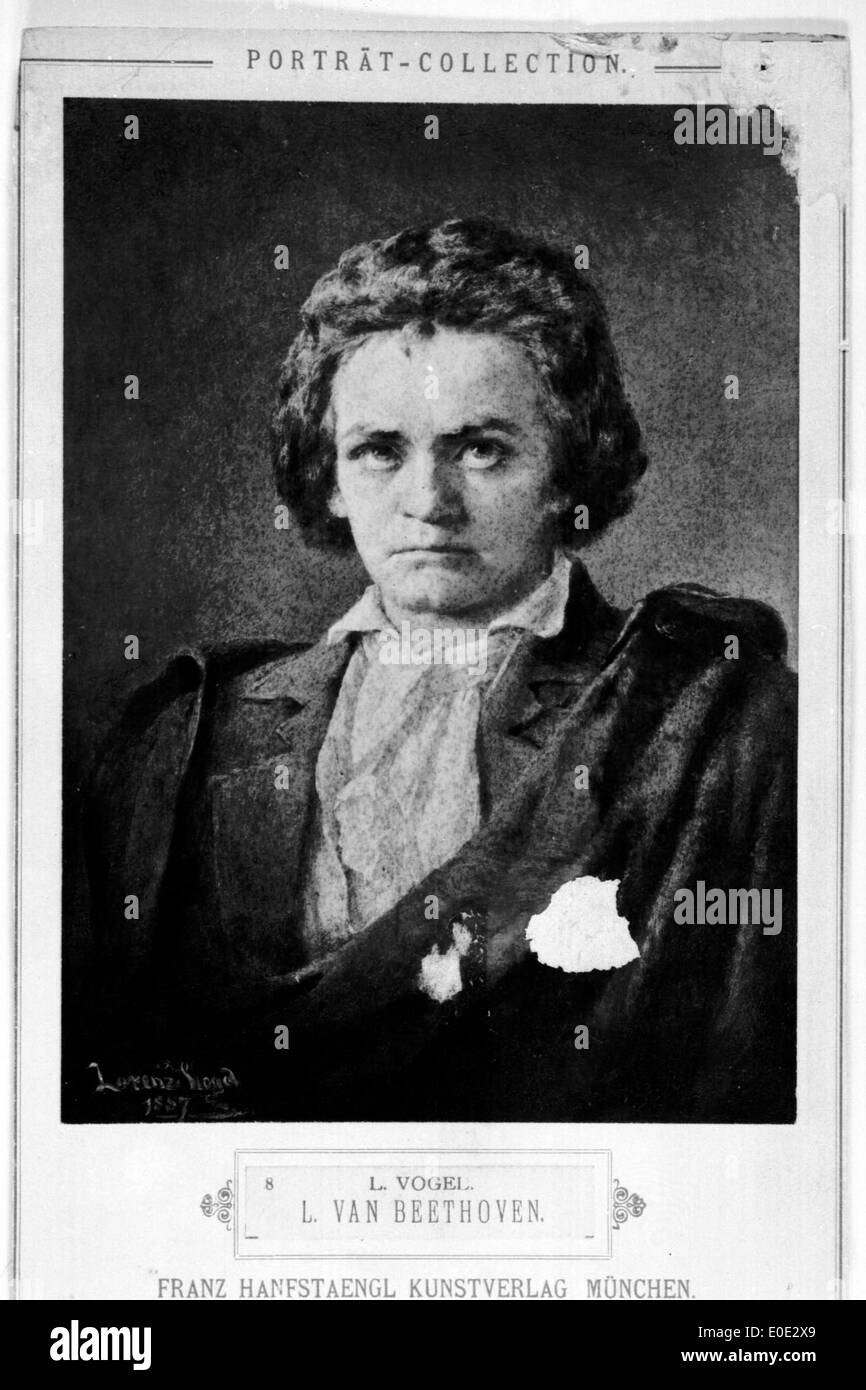 A classic portrait of Ludwig van Beethoven, the renowned German composer. This historical image showcases Beethoven's legacy in music and his influence on classical composition. Stock Photo