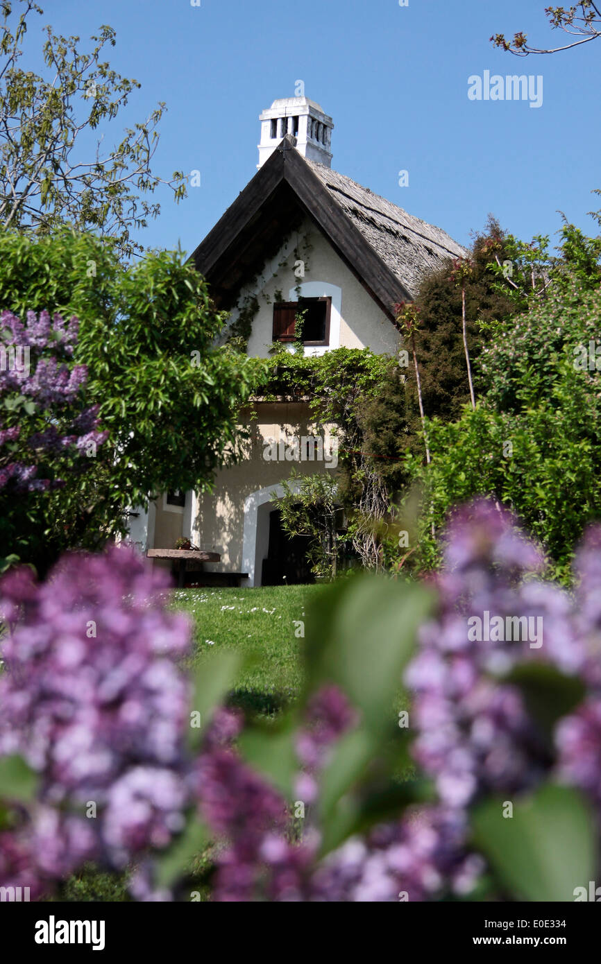 Old thatched cottage in Aszofö at Lake Balaton, Hungary Stock Photo