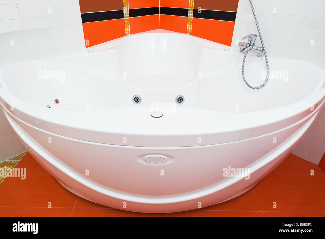 beautiful big bath in the new bathroom Stock Photo Alamy