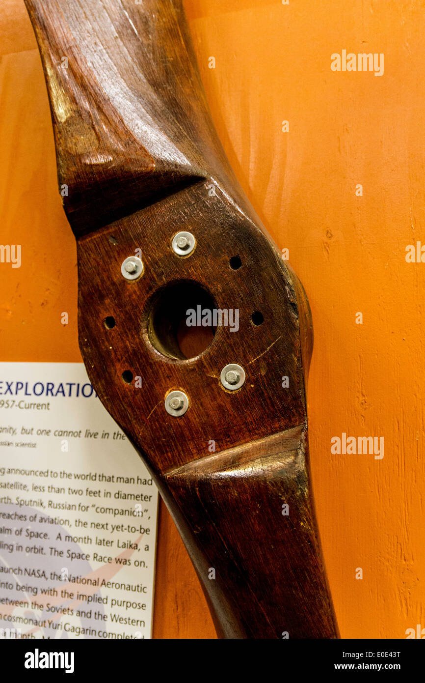 An old wooden Propeller at the March Field Air Museum in Riverside California Stock Photo