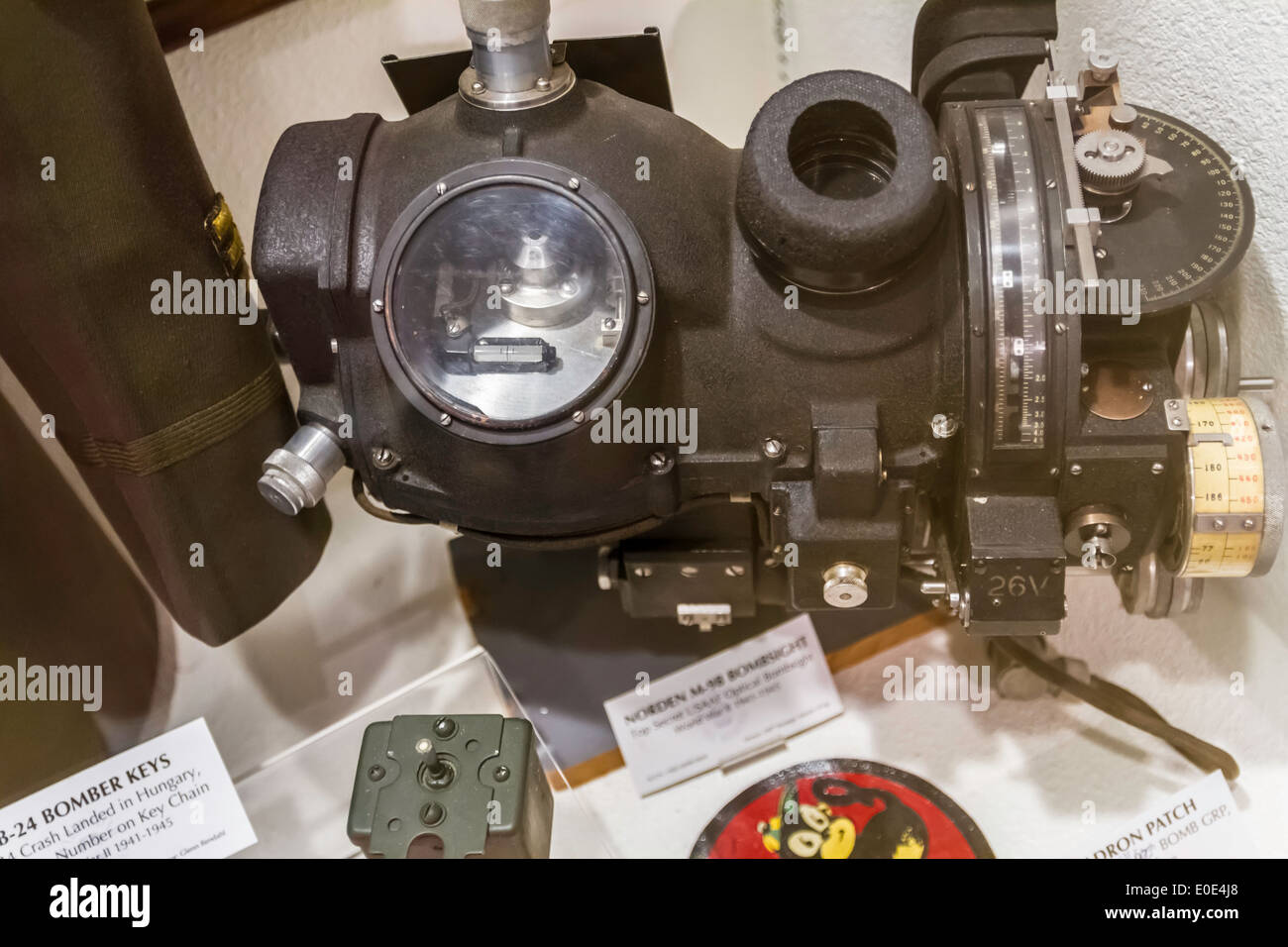 A Norden Bombsight at the March Field Air Museum in Riverside California Stock Photo