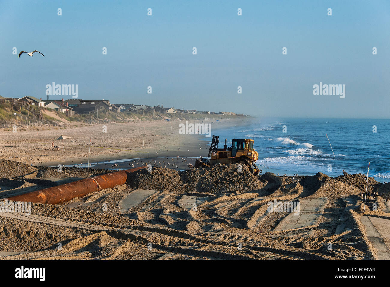 Rebuilding eroded beaches, Nags Head, Outer Banks, North Carolina, USA Stock Photo