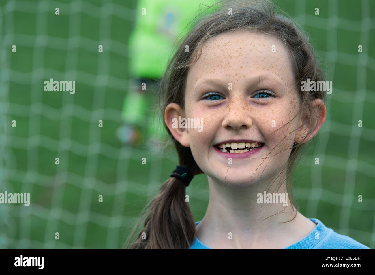 Girl at a youth soccer game. Stock Photo