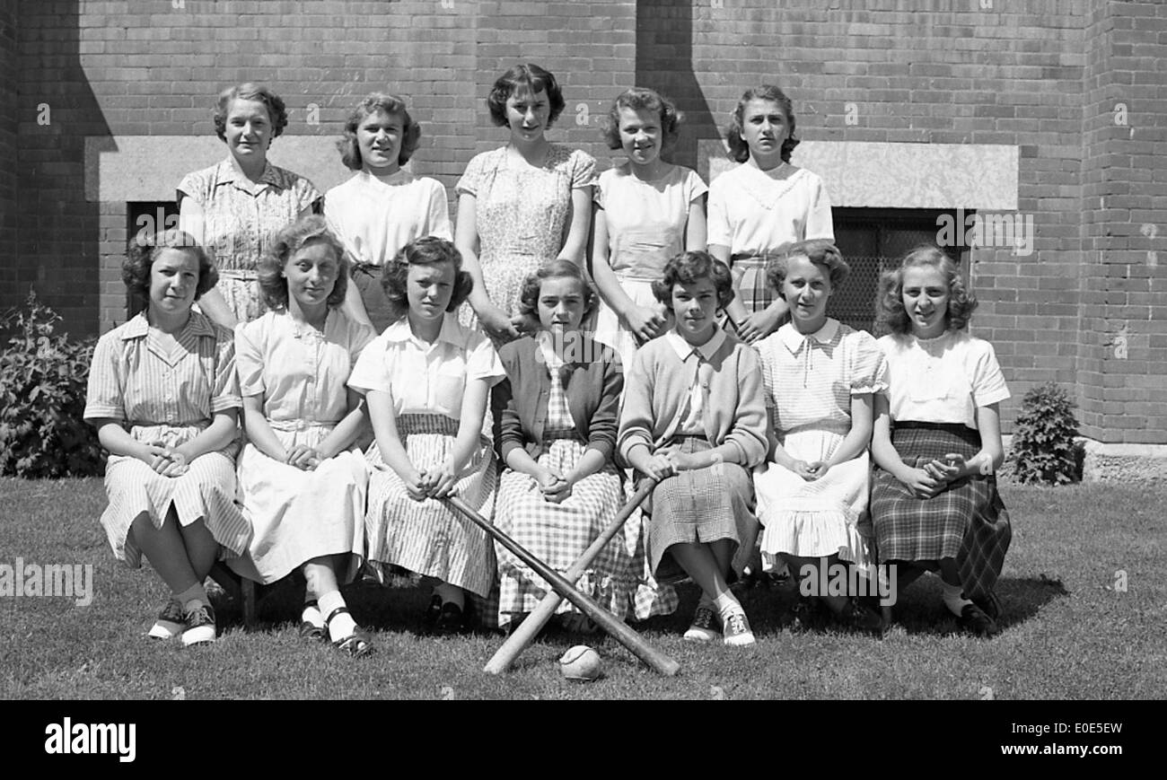 57. Do you know anybody on this girls baseball team? Stock Photo