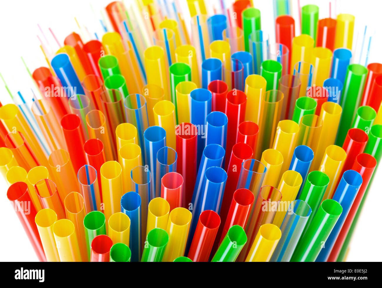 Colored Plastic Drinking Straws on a white background Stock Photo Alamy