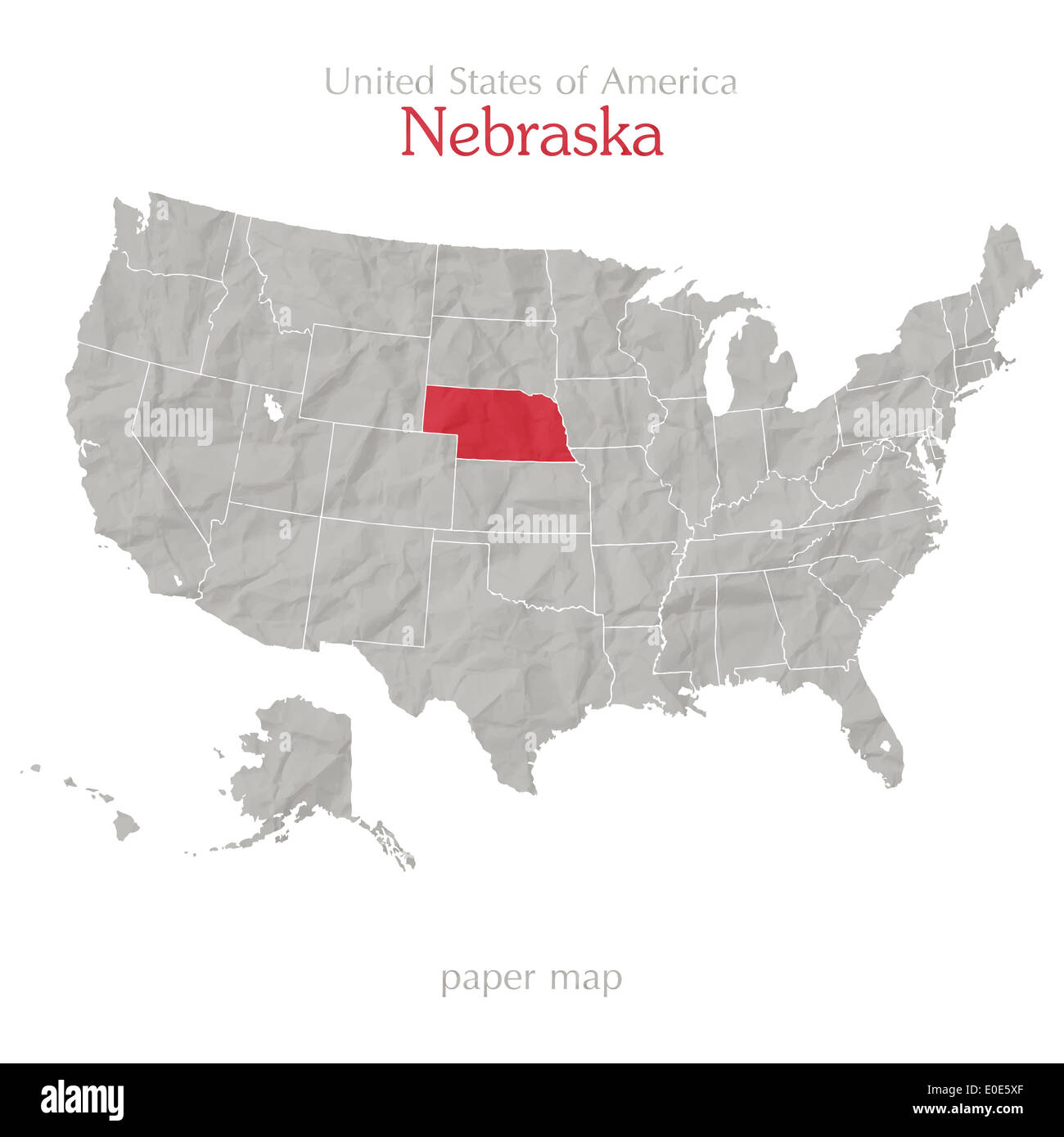 United States Of America Map And Nebraska Territory On Paper Texture Stock Photo 69153463 Alamy