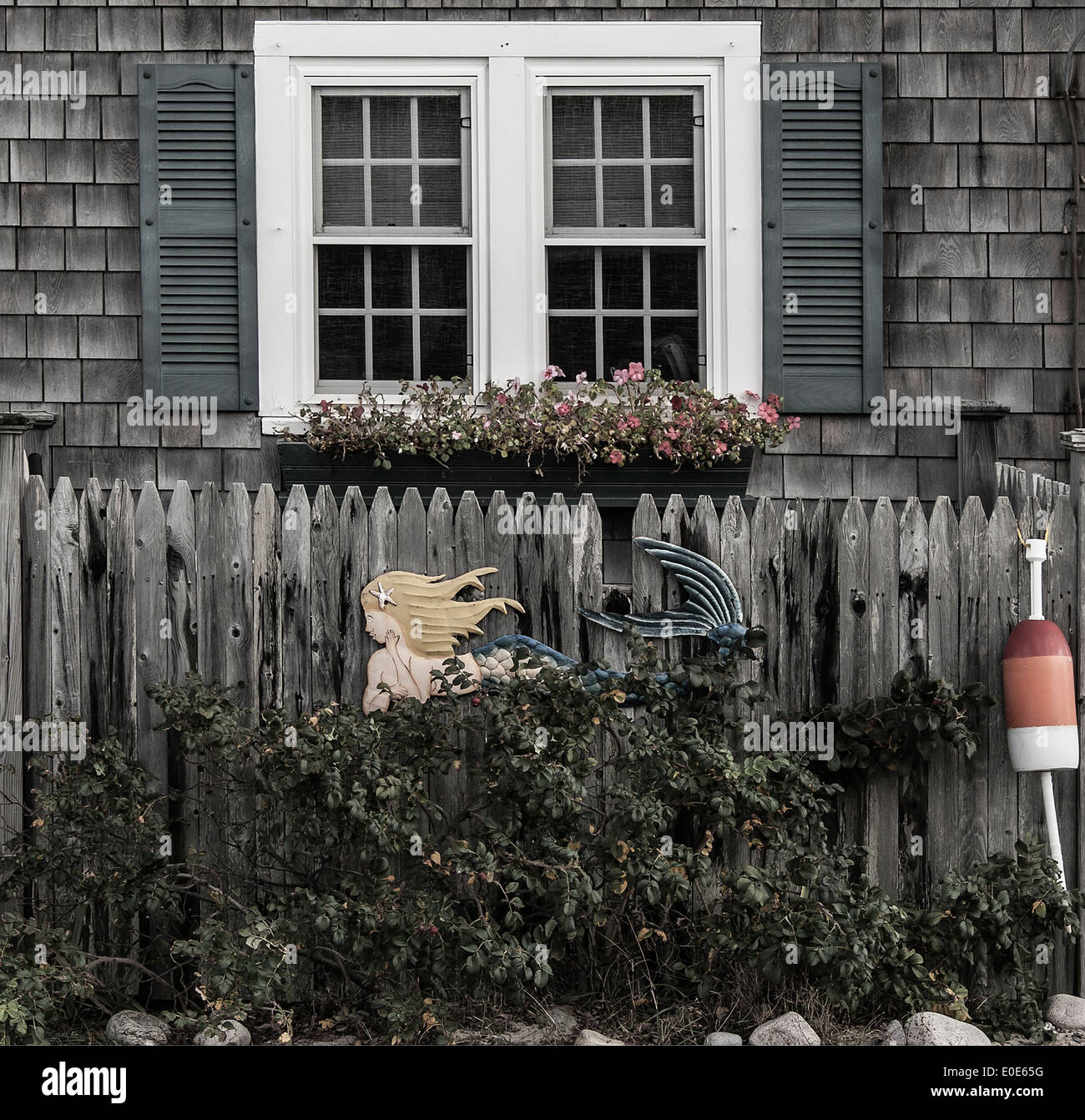 Muted detail of small Cape Cod beach house, Massachusetts, USA Stock Photo