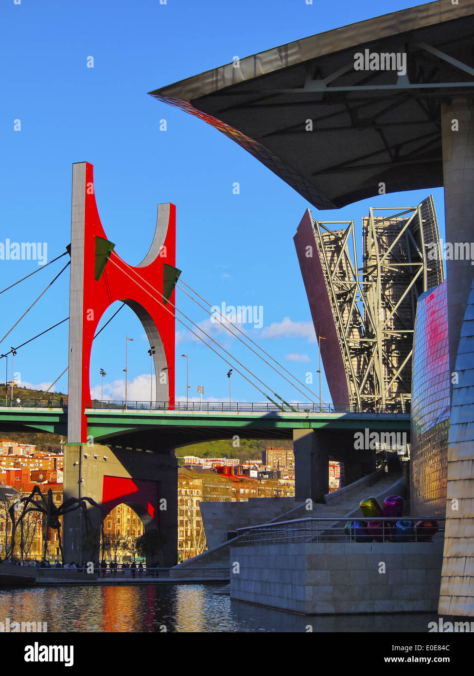 Puente de la Salve - La Salve Bridge next to The Guggenheim Museum in Bilbao, Biscay, Basque Country, Spain Stock Photo