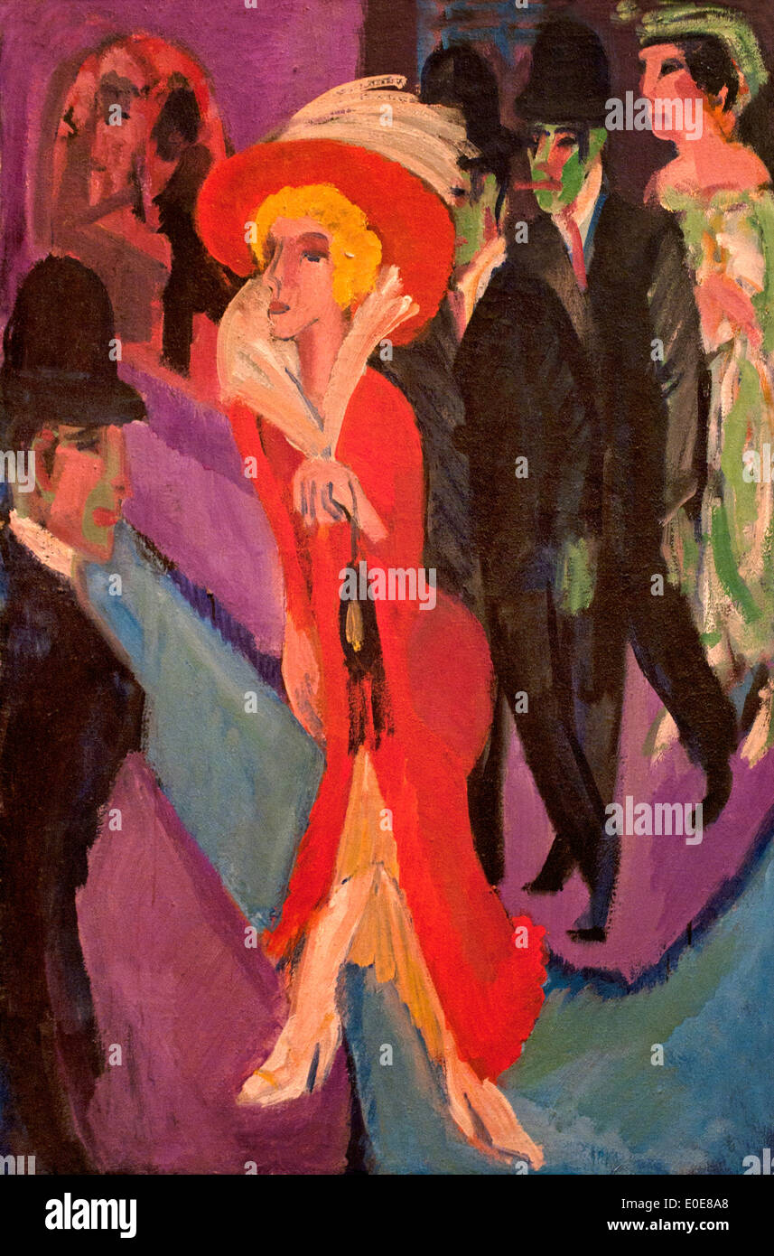 Street With Red Streetwalker 1914-25 Ernst Ludwig Kirchner 1880-1938 German Germany Stock Photo