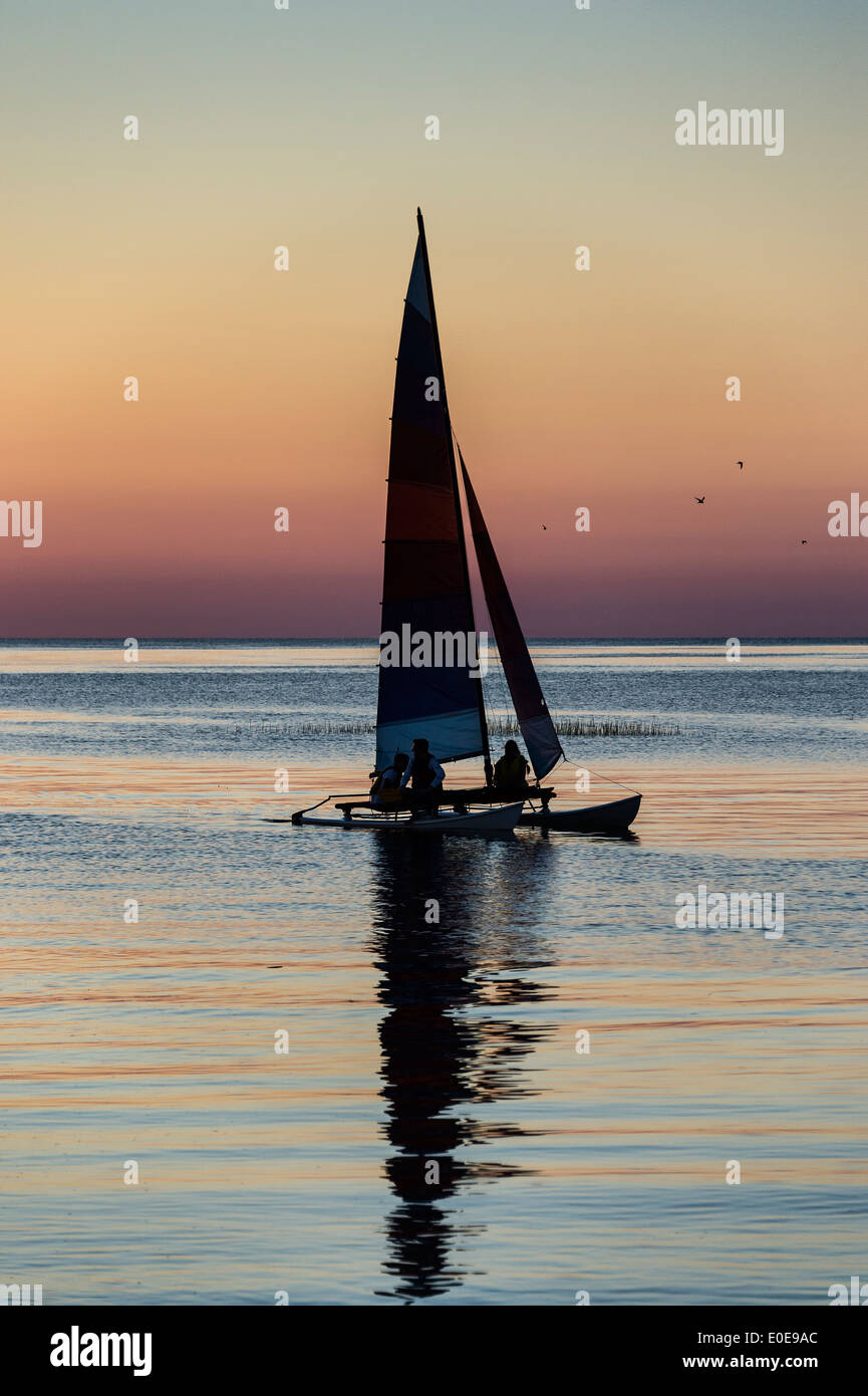 Sunset Sail boat on Cape Cod Bay, Massachusetts, USA Stock Photo Alamy
