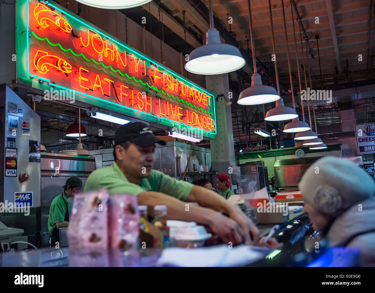 Seafood shop at the Reading Terminal Market, Philadelphia, Pennsylvania