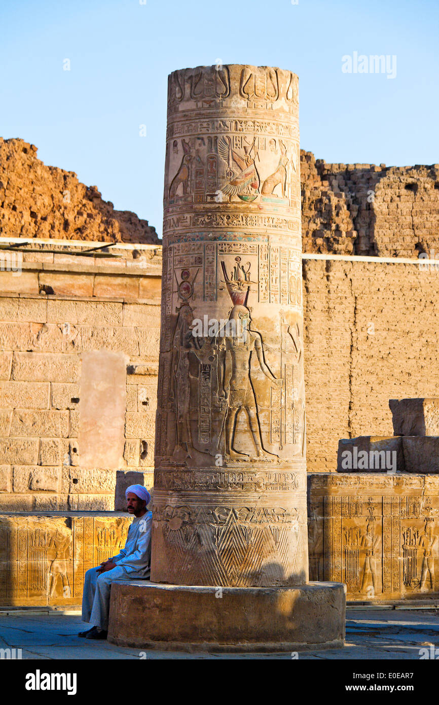 The picturesque double temple of Kom Ombo in Egypt , Africa., Der malerische Doppeltempel von Kom Ombo in Ägypten, Afrika. Stock Photo