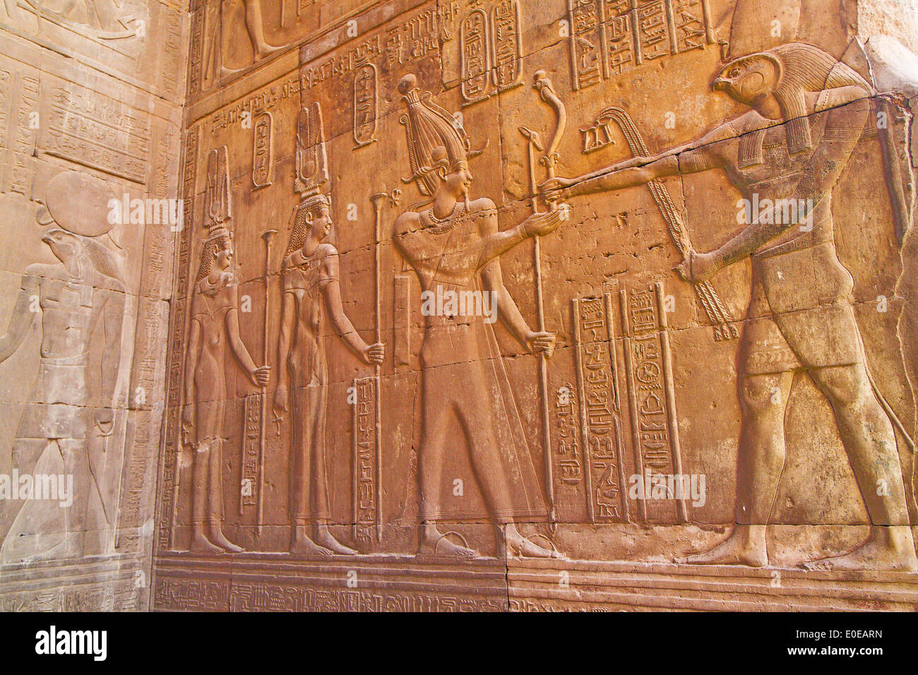 The picturesque double temple of Kom Ombo in Egypt , Africa., Der malerische Doppeltempel von Kom Ombo in Ägypten, Afrika. Stock Photo