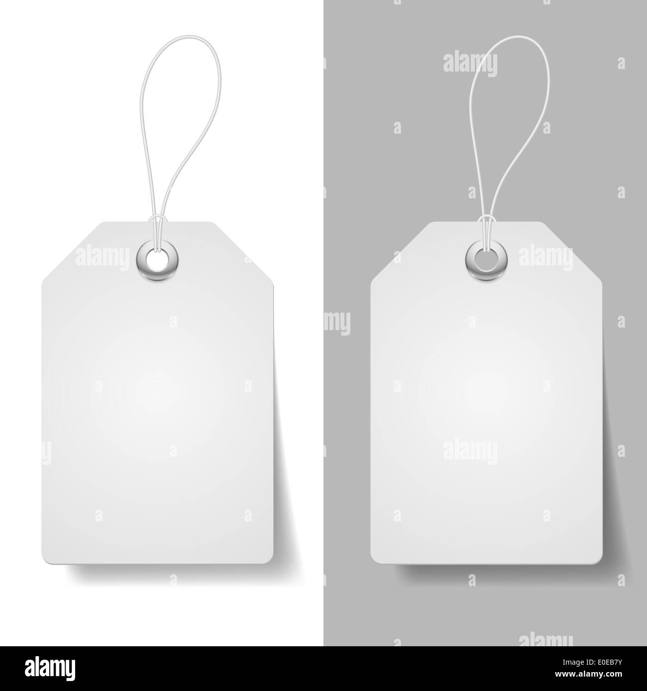 White blue price tags on white and grey background Stock Photo Alamy