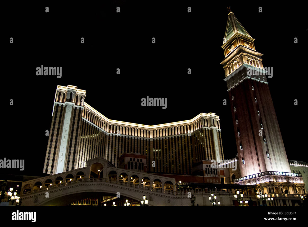 Night View of The Venetian Macao Resort Hotel Stock Photo