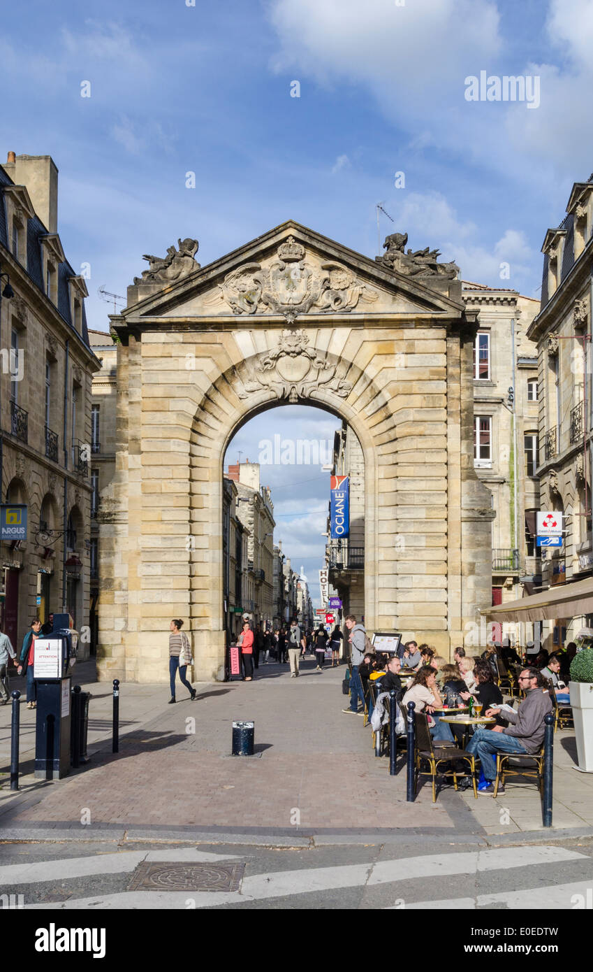 Porte Dijeaux, grand entrance to the street of the same name, Bordeaux, France Stock Photo